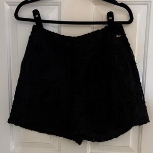 Black High-Waist Textured  Shorts - Unbranded